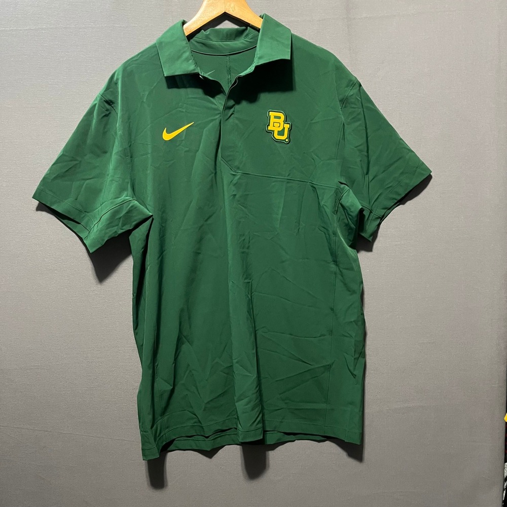 Nike Baylor Bears Men Green Woven Polo Shirt Official On Field ZMFQ2897D M